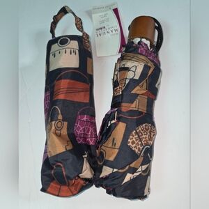 TOTES HANDBAG THEME WOOD HANDEL, MANUEL UMBRELLA WITH CARRY CASE BLACK